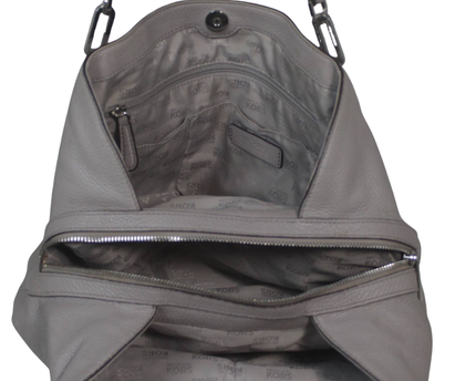 Michael Kors Grey Studded Pebbled Leather Hobo Bag