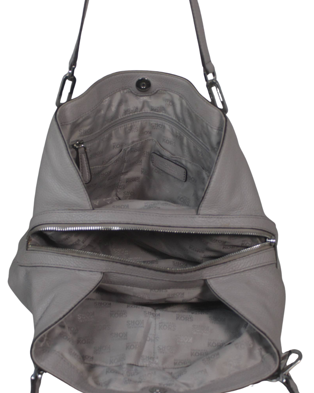 Michael Kors Grey Studded Pebbled Leather Hobo Bag