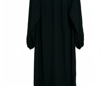 Zara Black Split Neck Midi Dress with Puff Sleeves