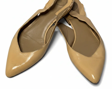 Chloe Beige Scalloped Slingback Flats