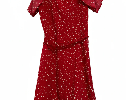 Dancing Leopard Red Star Print Cold-Shoulder Wrap Dress