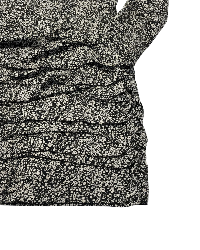 In The Style Black and White Floral Ruched Mini Dress