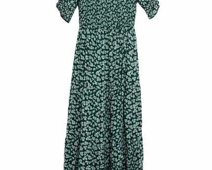 Abercrombie & Fitch Green Floral Smocked Midi Dress