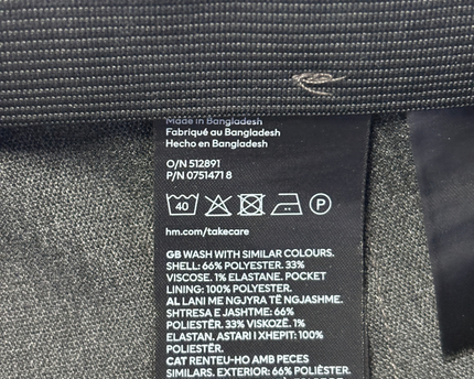 H&M Dark Grey Slim Fit Tapered Trousers