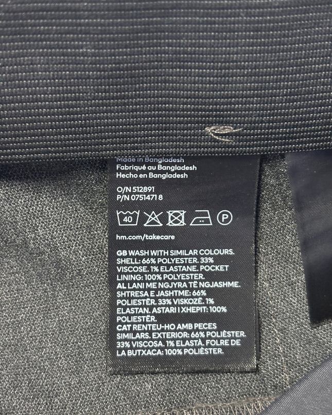 H&M Dark Grey Slim Fit Tapered Trousers
