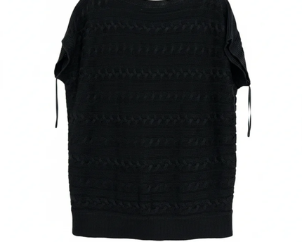 Lauren Ralph Lauren Black Cable Knit Cap Sleeve Sweater