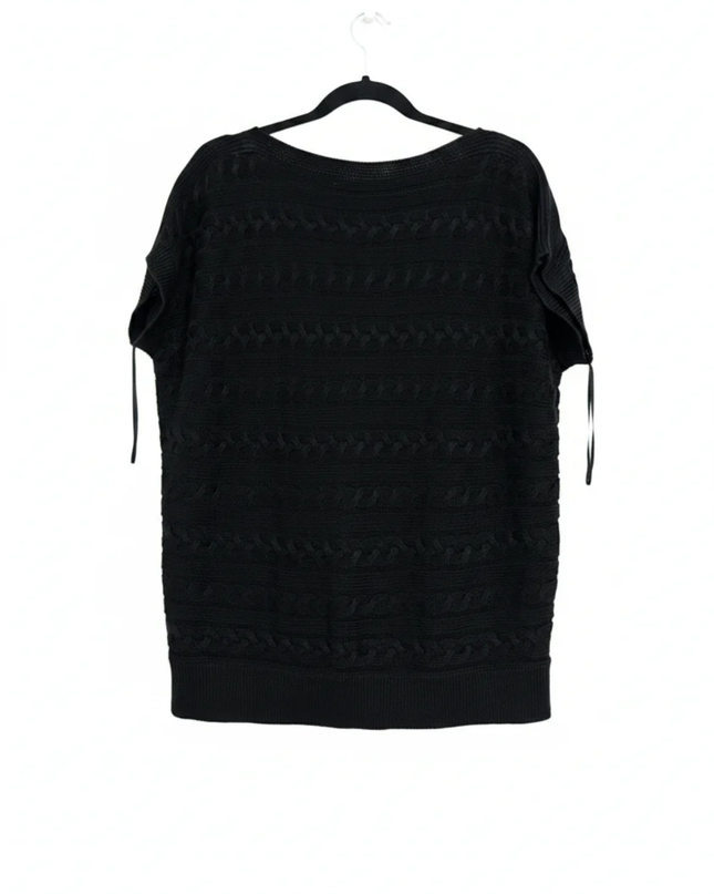 Lauren Ralph Lauren Black Cable Knit Cap Sleeve Sweater