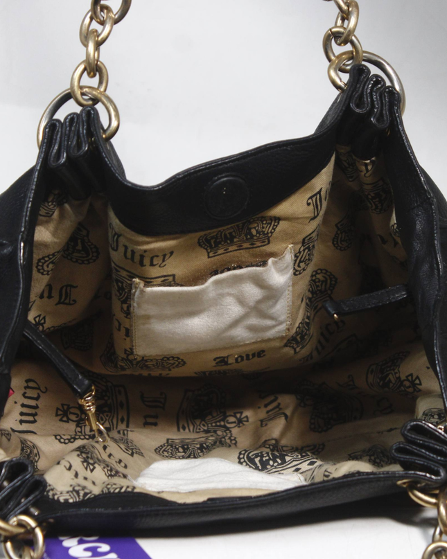 Juicy Couture Black Leather Chain Handle Shoulder Bag