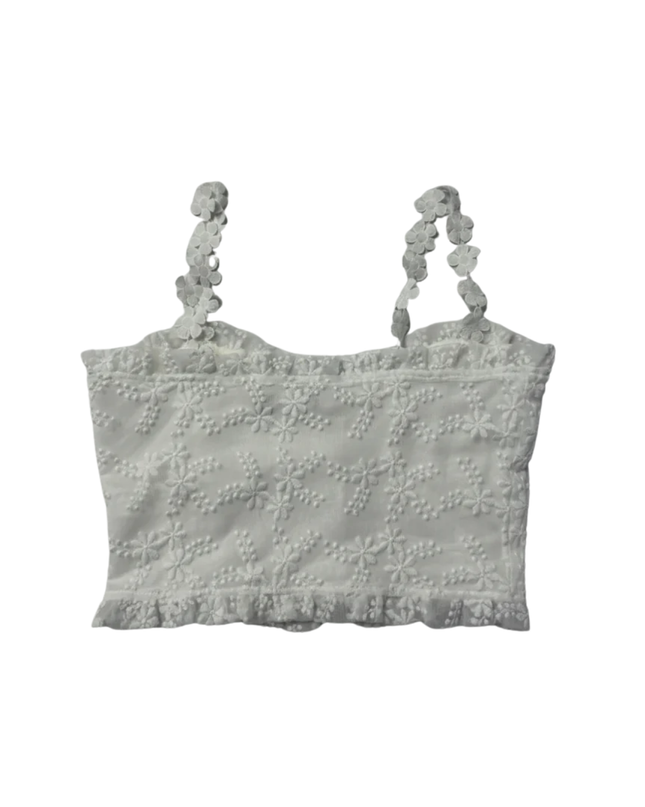 Boohoo White Floral Lace Bustier Crop Top