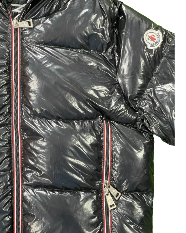 Moncler Black Shiny Hooded Puffer Jacket