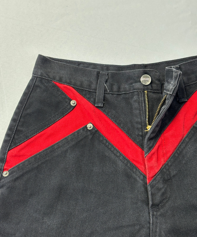 Roughrider by Circle T Vintage Black High-Waisted Western Jeans with Red Yoke