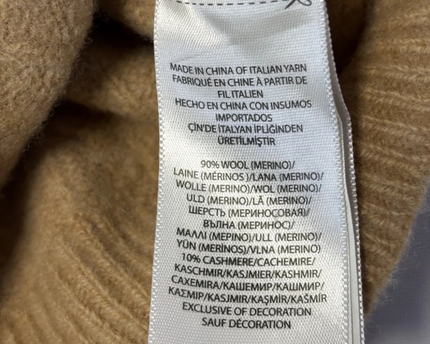 Polo Ralph Lauren Brown Cable Knit Wool-Cashmere V-Neck Sweater