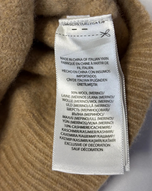 Polo Ralph Lauren Brown Cable Knit Wool-Cashmere V-Neck Sweater