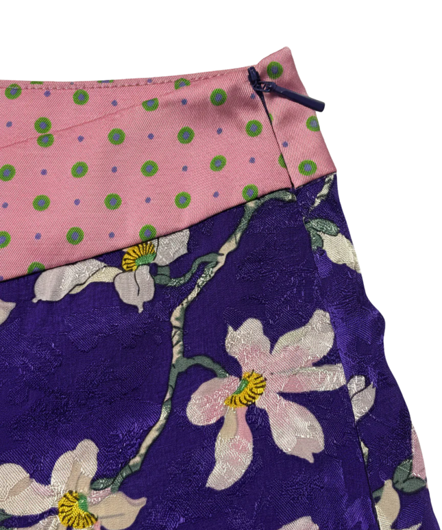 Mango Purple Floral Ruffle Hem Shorts