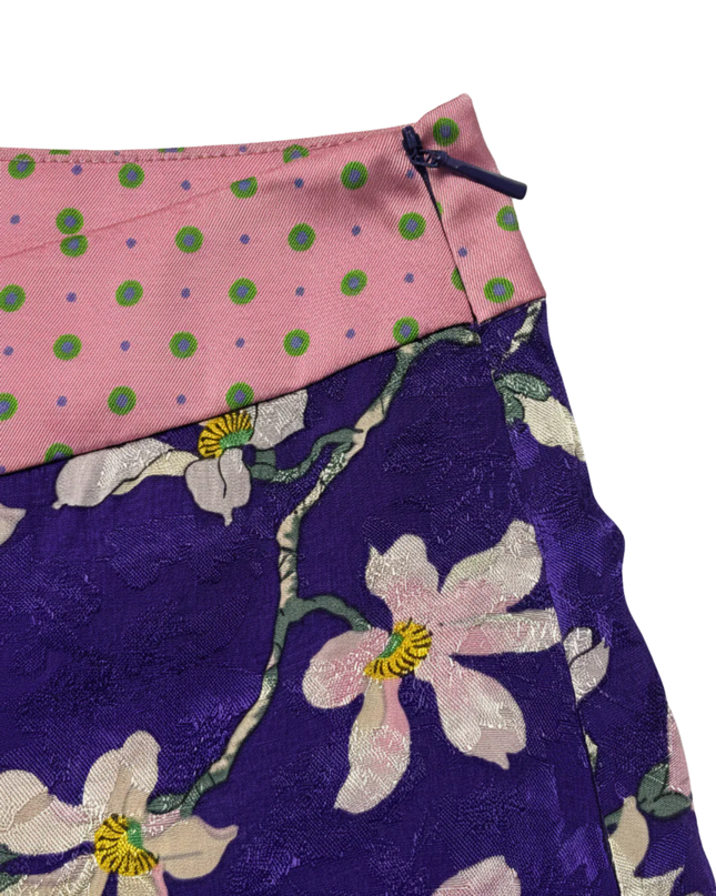 Mango Purple Floral Ruffle Hem Shorts