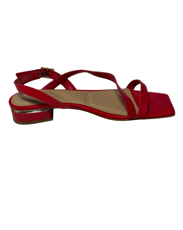 Aldo Red Lilian Strappy Square Toe Low Heel Sandals | With Box