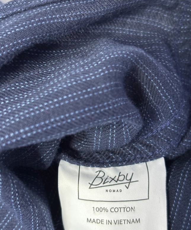Bixby Nomad Navy Blue Hooded Button-Down Shirt