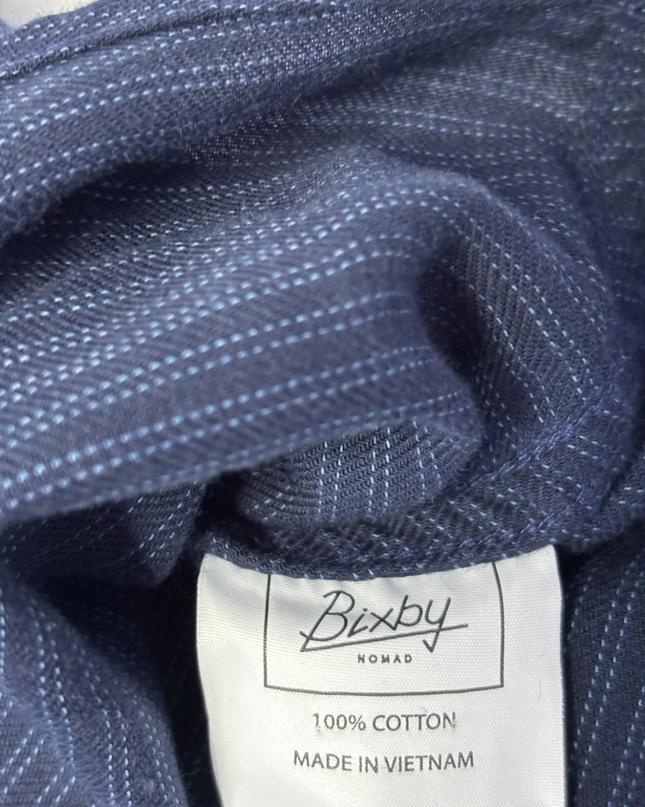Bixby Nomad Navy Blue Hooded Button-Down Shirt
