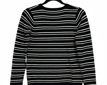 Lefties Black Striped Button-Down V-Neck Cardigan