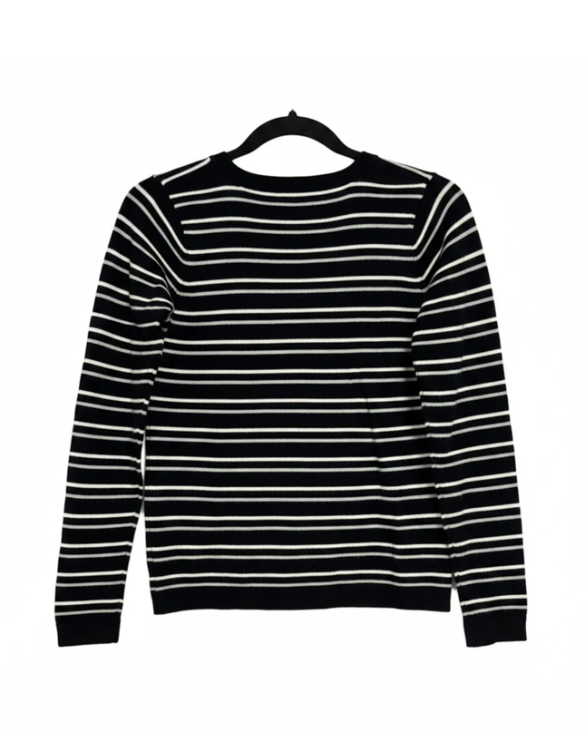 Lefties Black Striped Button-Down V-Neck Cardigan