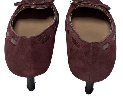 Franco Sarto Burgundy Suede Bow Accent Kitten Heels | With Box