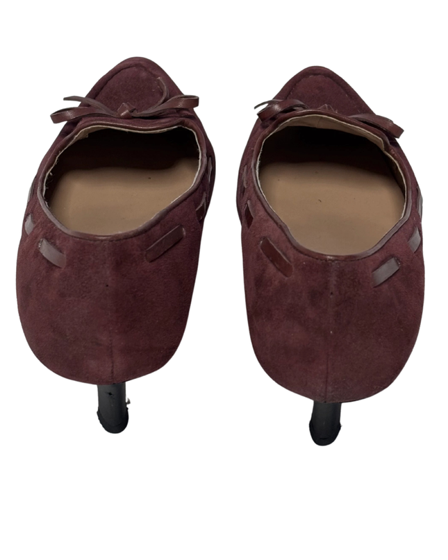 Franco Sarto Burgundy Suede Bow Accent Kitten Heels | With Box