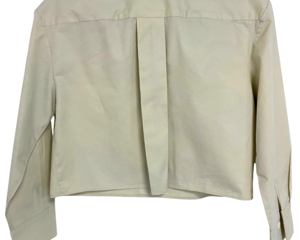 MNG Stone Beige Box Pleat Structured Cropped Shirt