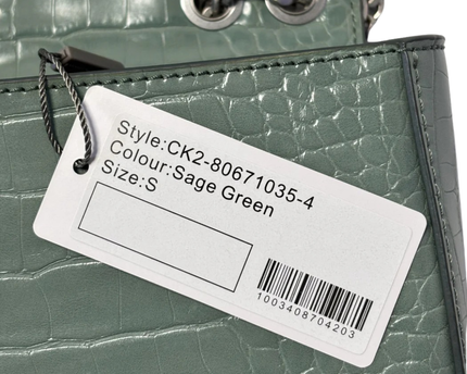 Charles & Keith Sage Green Croc-Effect Chain Strap Bag W/TAG