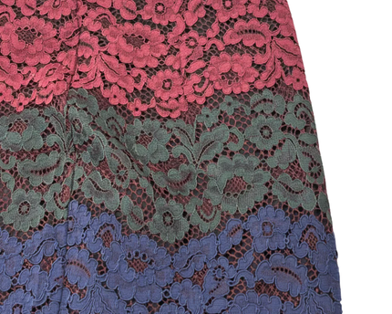 Sandro Multicolor Floral Lace Crop Top and Midi Skirt Set