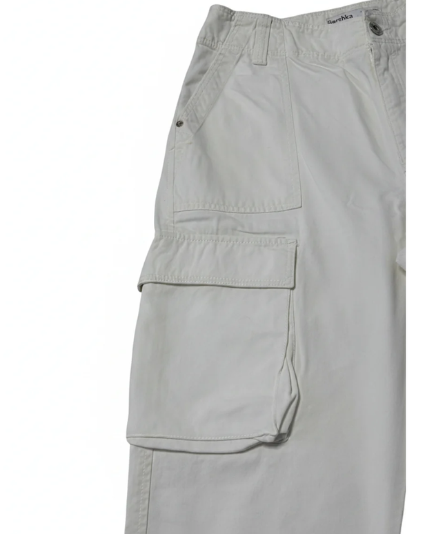 Bershka White High-Waist Cargo Utility Pants