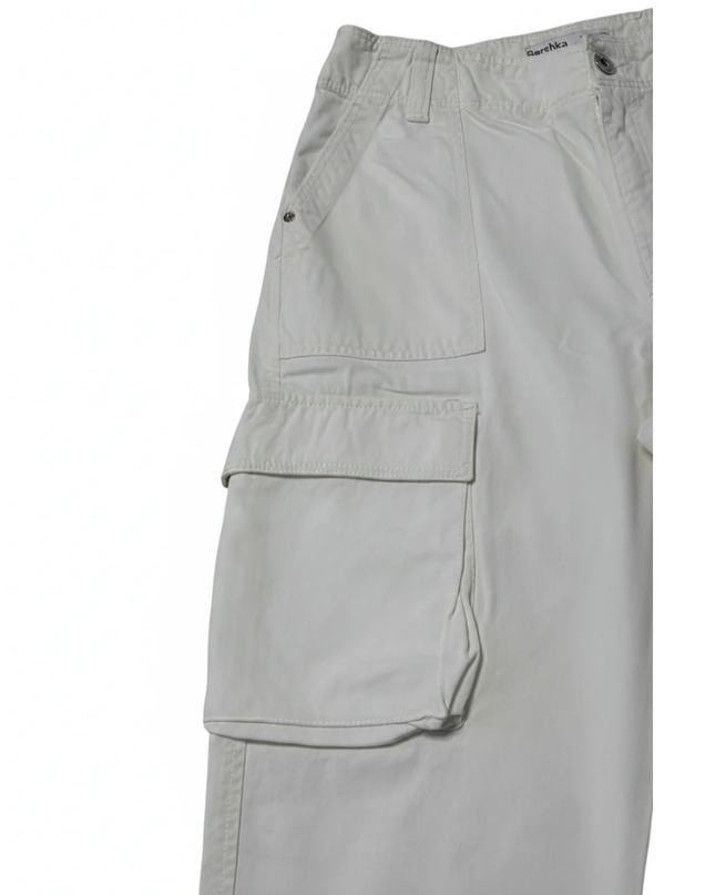 Bershka White High-Waist Cargo Utility Pants