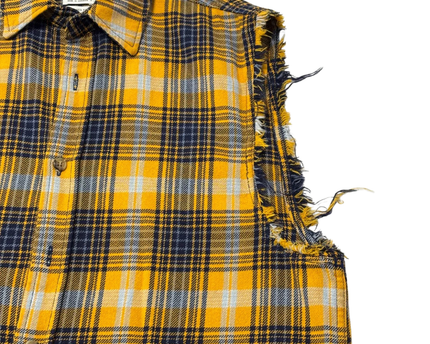 Zara Yellow Plaid Relaxed Fit Sleeveless Flannel Shirt