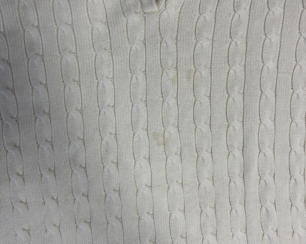 Ralph Lauren Cream Cable Knit Split V-Neck Cotton Sweater
