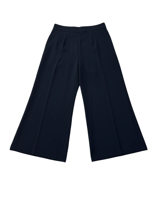 Zara Basic Navy Blue Cropped Wide Leg Culotte Trousers