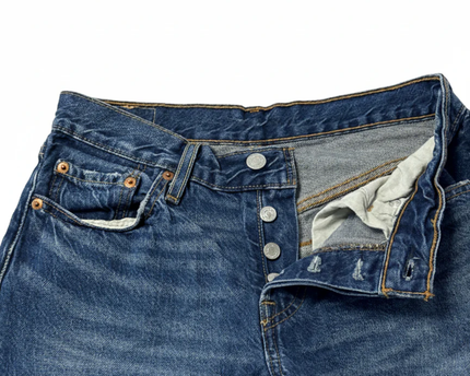 Levi's Blue 501 Button Fly Straight Leg Jeans