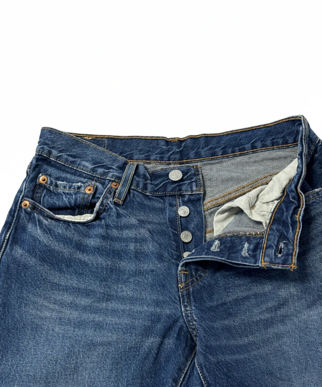 Levi's Blue 501 Button Fly Straight Leg Jeans