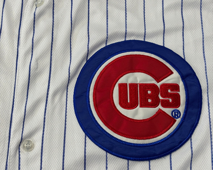 Majestic White Chicago Cubs Kris Bryant #17 Pinstripe Baseball Jersey