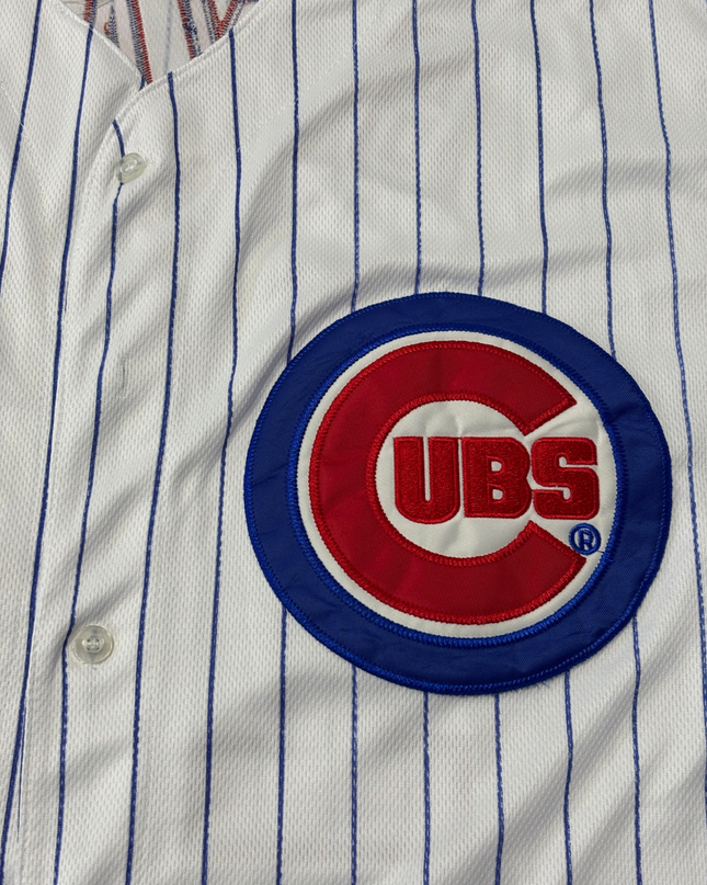 Majestic White Chicago Cubs Kris Bryant #17 Pinstripe Baseball Jersey