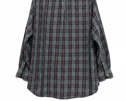 Burberrys Navy Blue Vintage Plaid Button-Down Shirt