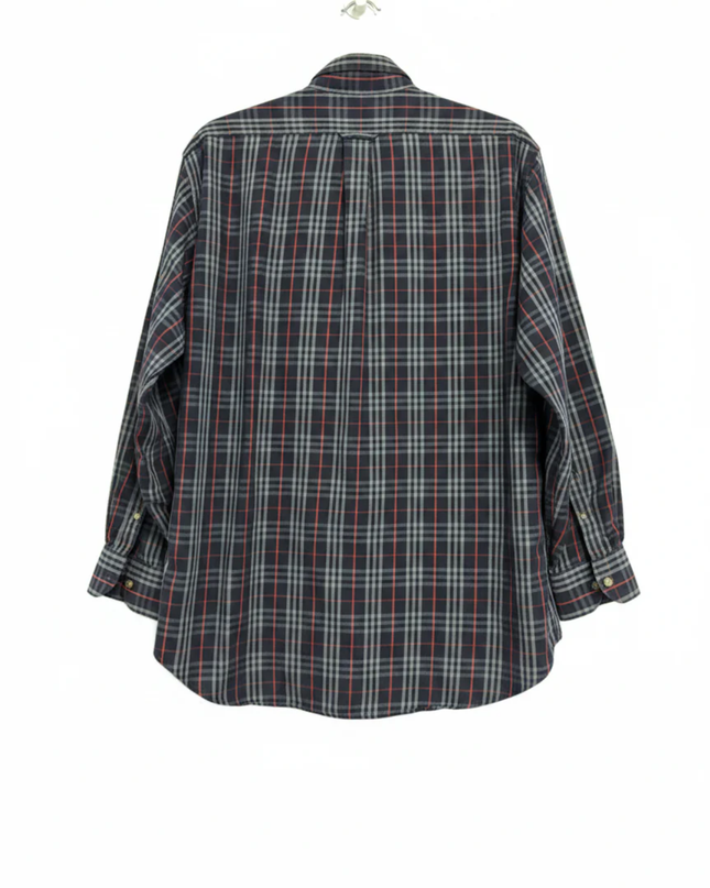 Burberrys Navy Blue Vintage Plaid Button-Down Shirt