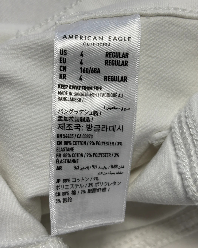 American Eagle White High-Waisted Button Fly Jegging Crop Jeans