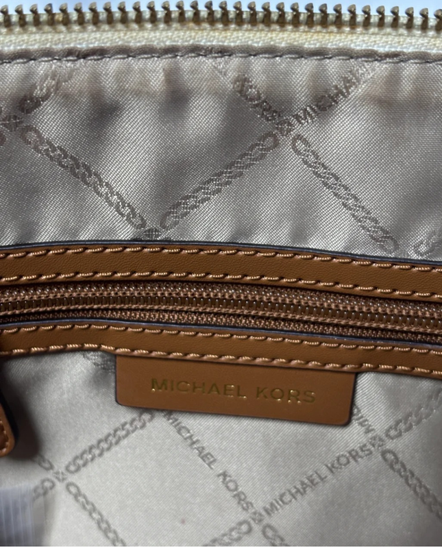 Michael Kors Jet Set Vanilla/Acorn Monogram Tote Bag W/Tags