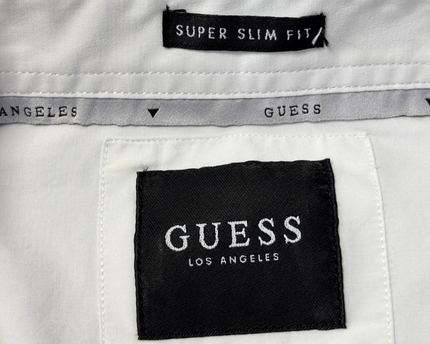 Guess White Super Slim Fit Short Sleeve Logo Shirt