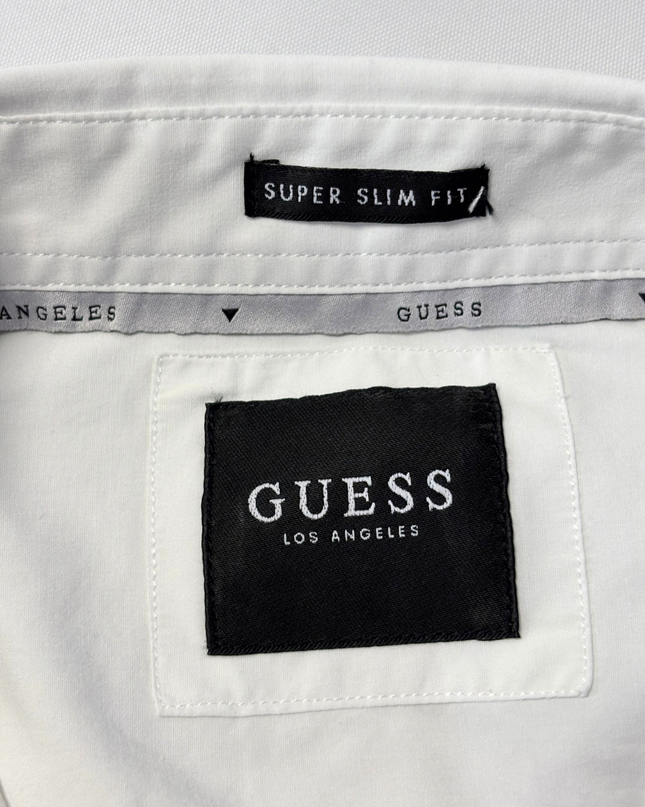 Guess White Super Slim Fit Short Sleeve Logo Shirt