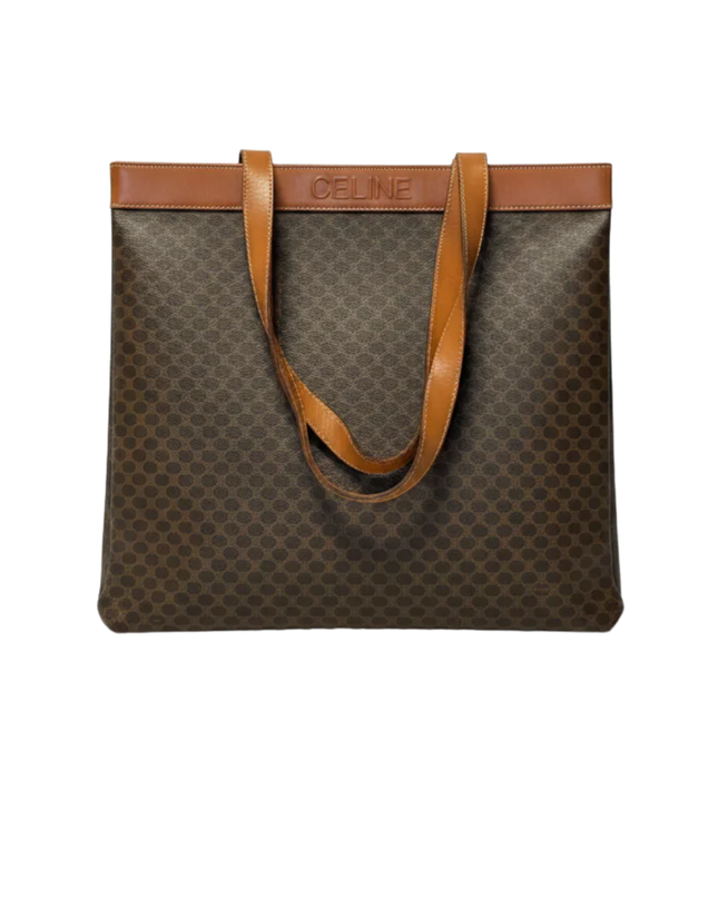 Celine Brown Vintage Macadam Monogram Tote Bag