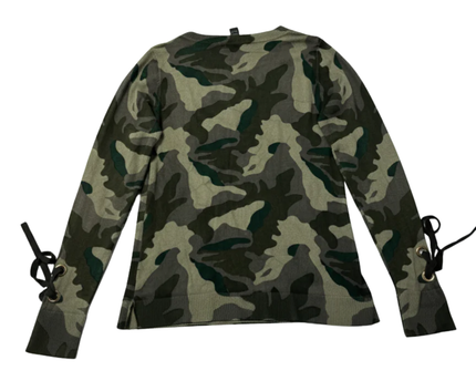 INC International Concepts Camouflage Lace-Up Sleeve Sweater
