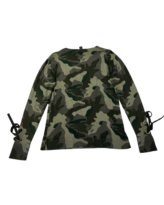 INC International Concepts Camouflage Lace-Up Sleeve Sweater