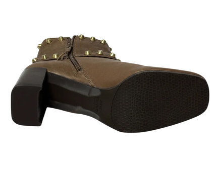 Stuart Weitzman Brown Studded Leather Ankle Boots