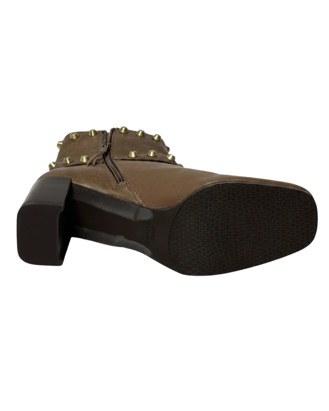 Stuart Weitzman Brown Studded Leather Ankle Boots