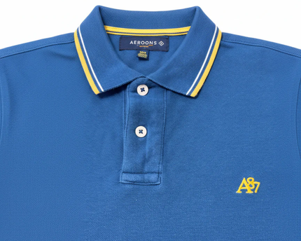AÉROPOSTALE Blue A87 Tipped Piqué Polo Shirt